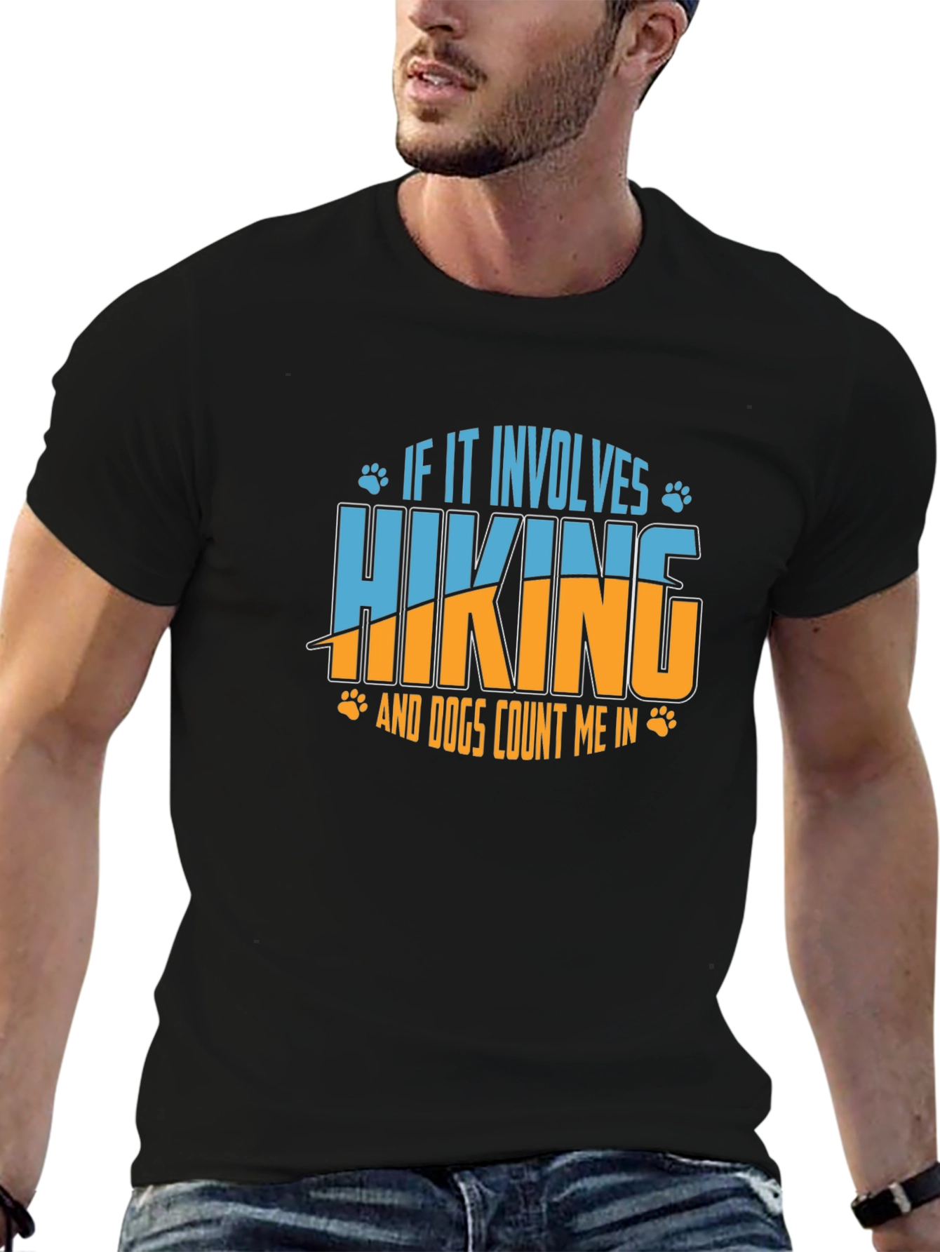 Hiking and Dogs Graphic Tee - Black