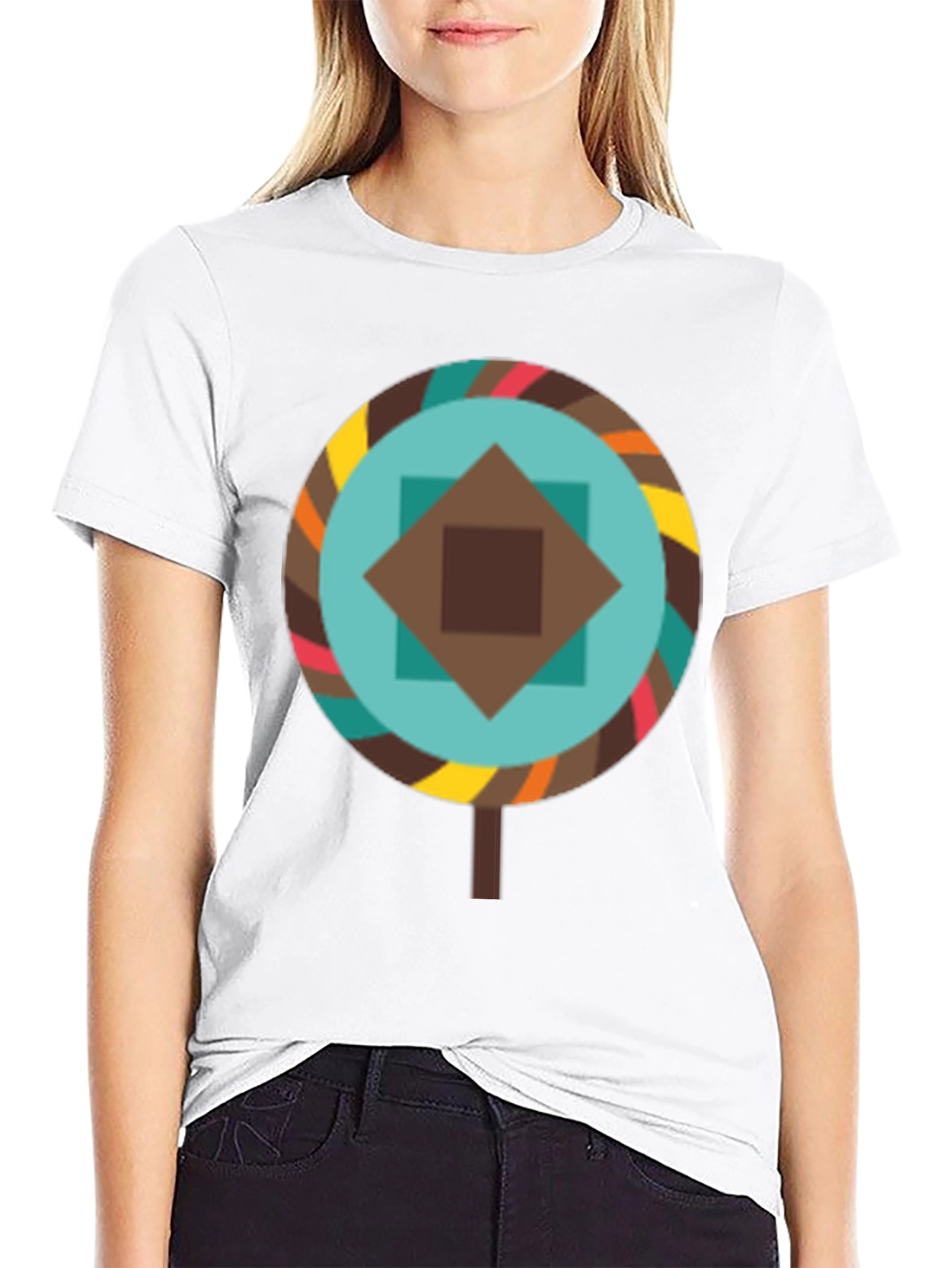 Geometric Lollipop Graphic Tee - Black