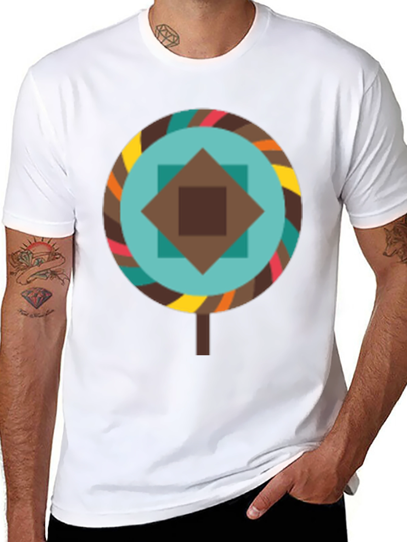 Geometric Lollipop Graphic Tee - Black