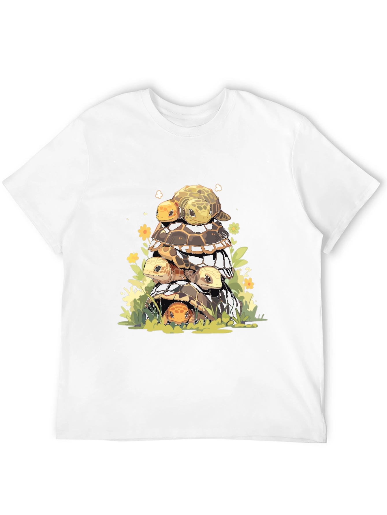 Stacked Turtles Graphic Tee - Black Cotton T-Shirt