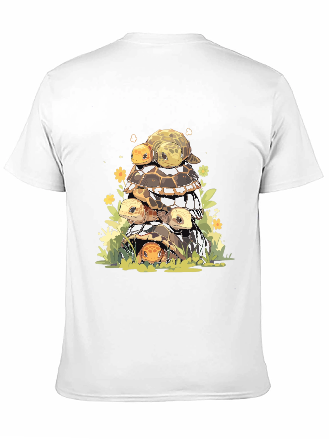 Stacked Turtles Graphic Tee - Black Cotton T-Shirt