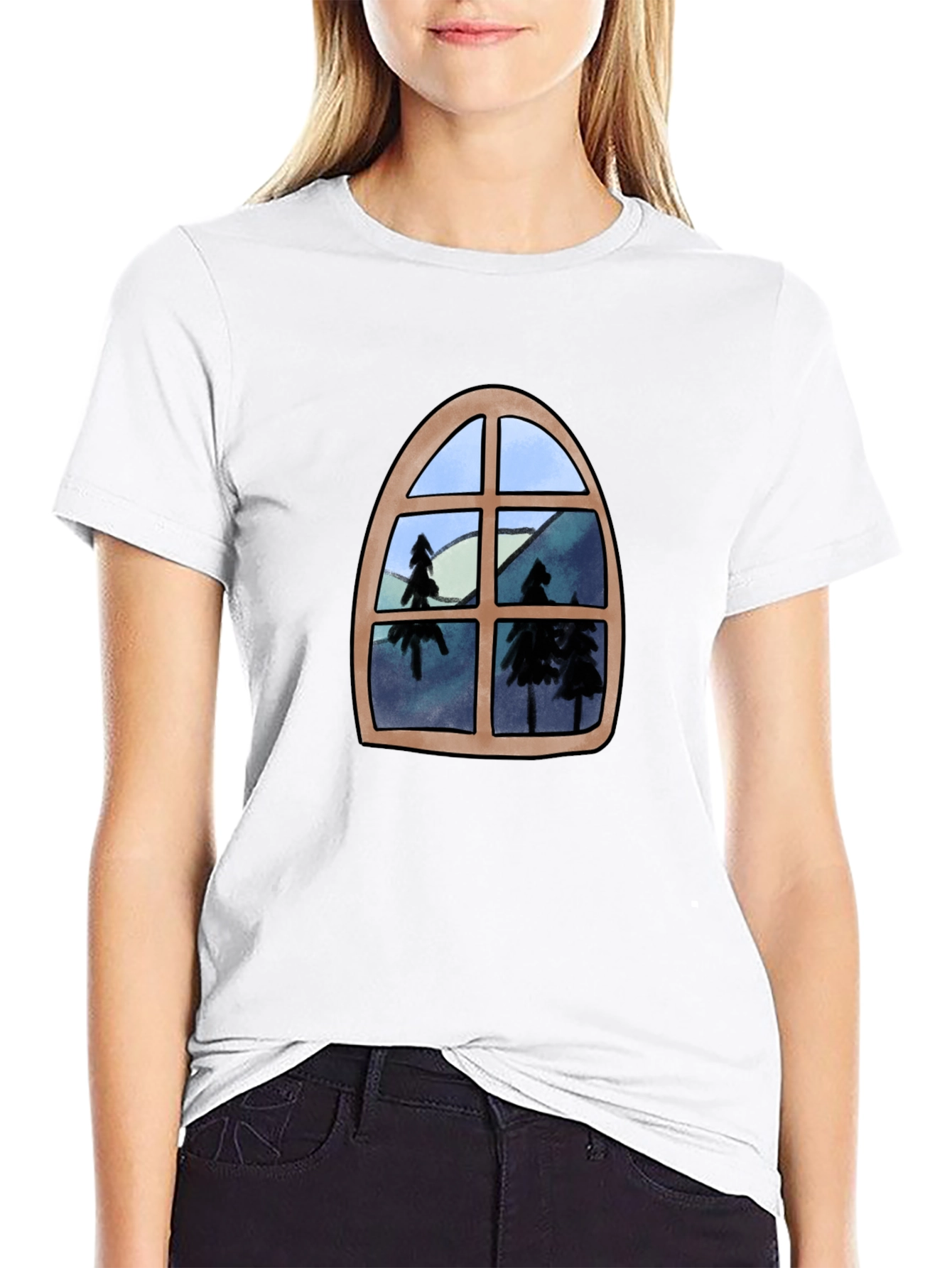 Window View Graphic Tee - Black