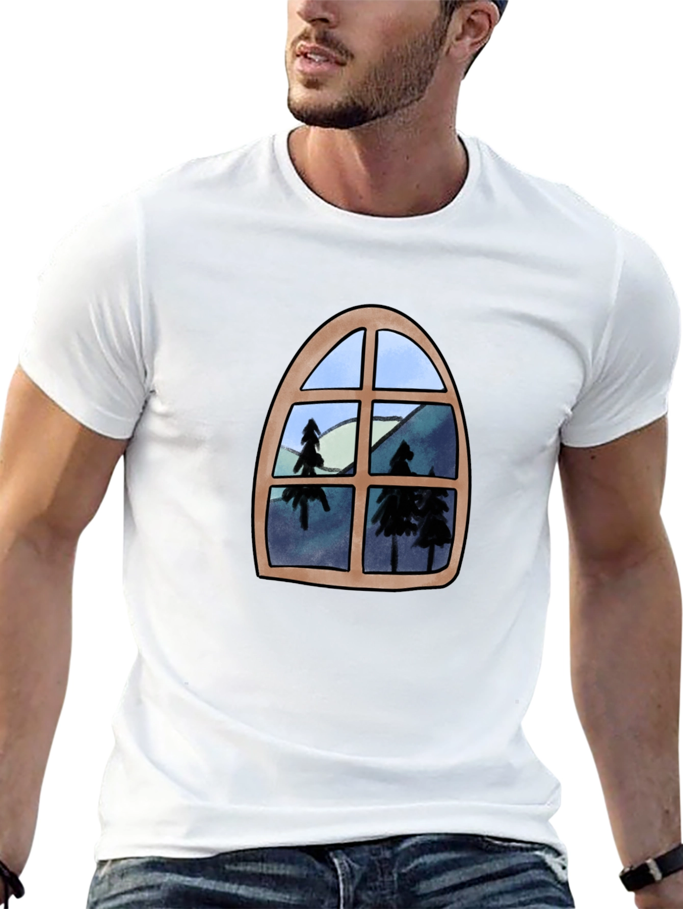 Window View Graphic Tee - Black