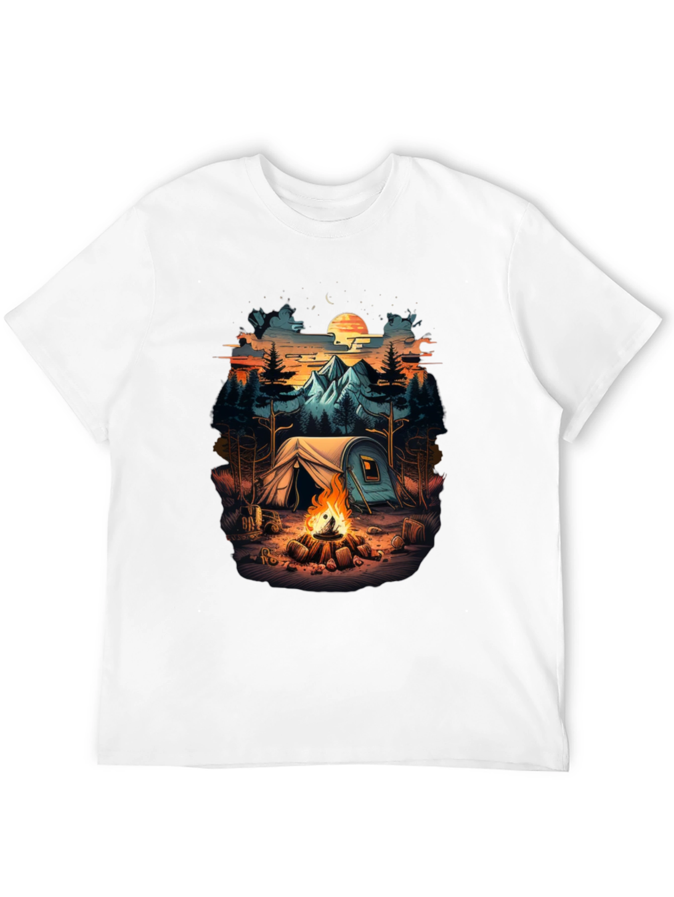 Camping Scene Black Graphic Tee