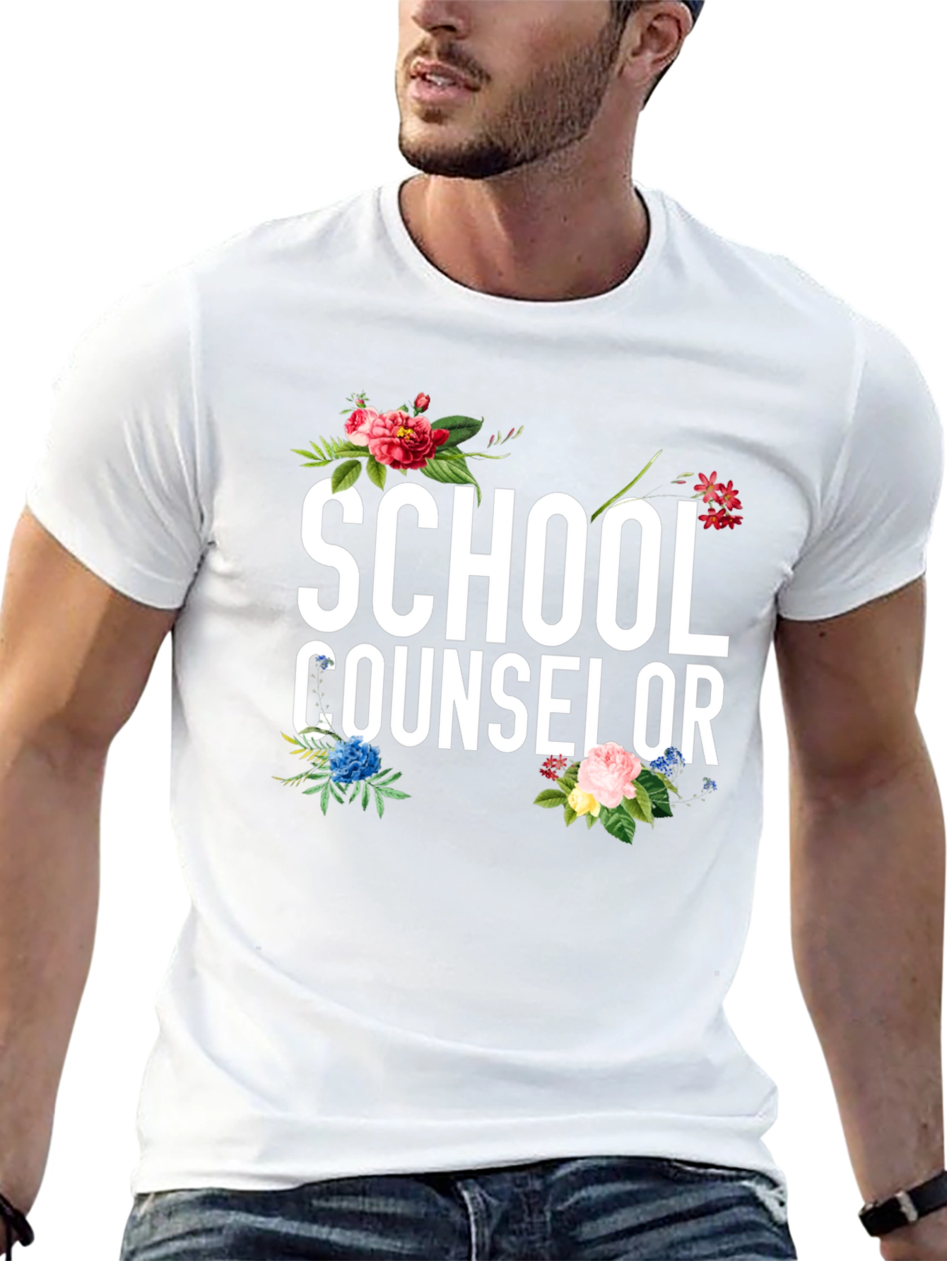 School Counselor Floral Graphic Tee