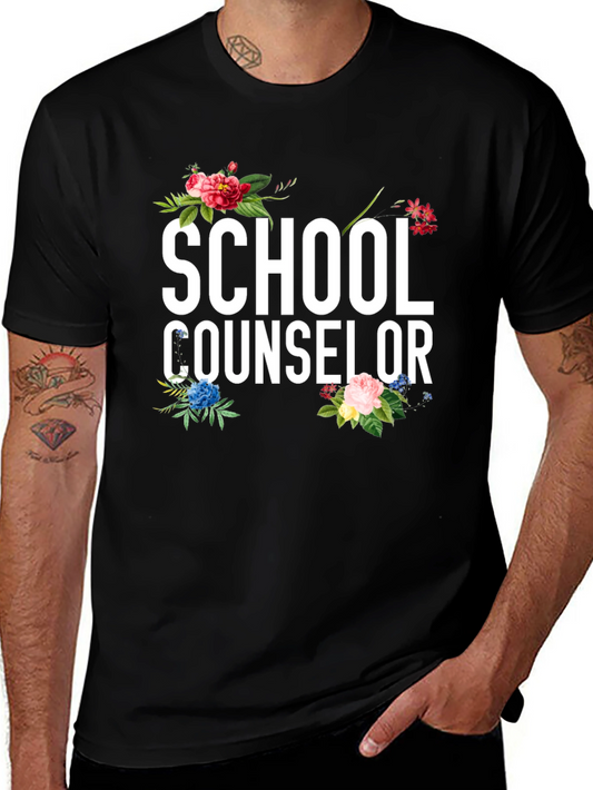 School Counselor Floral Graphic Tee