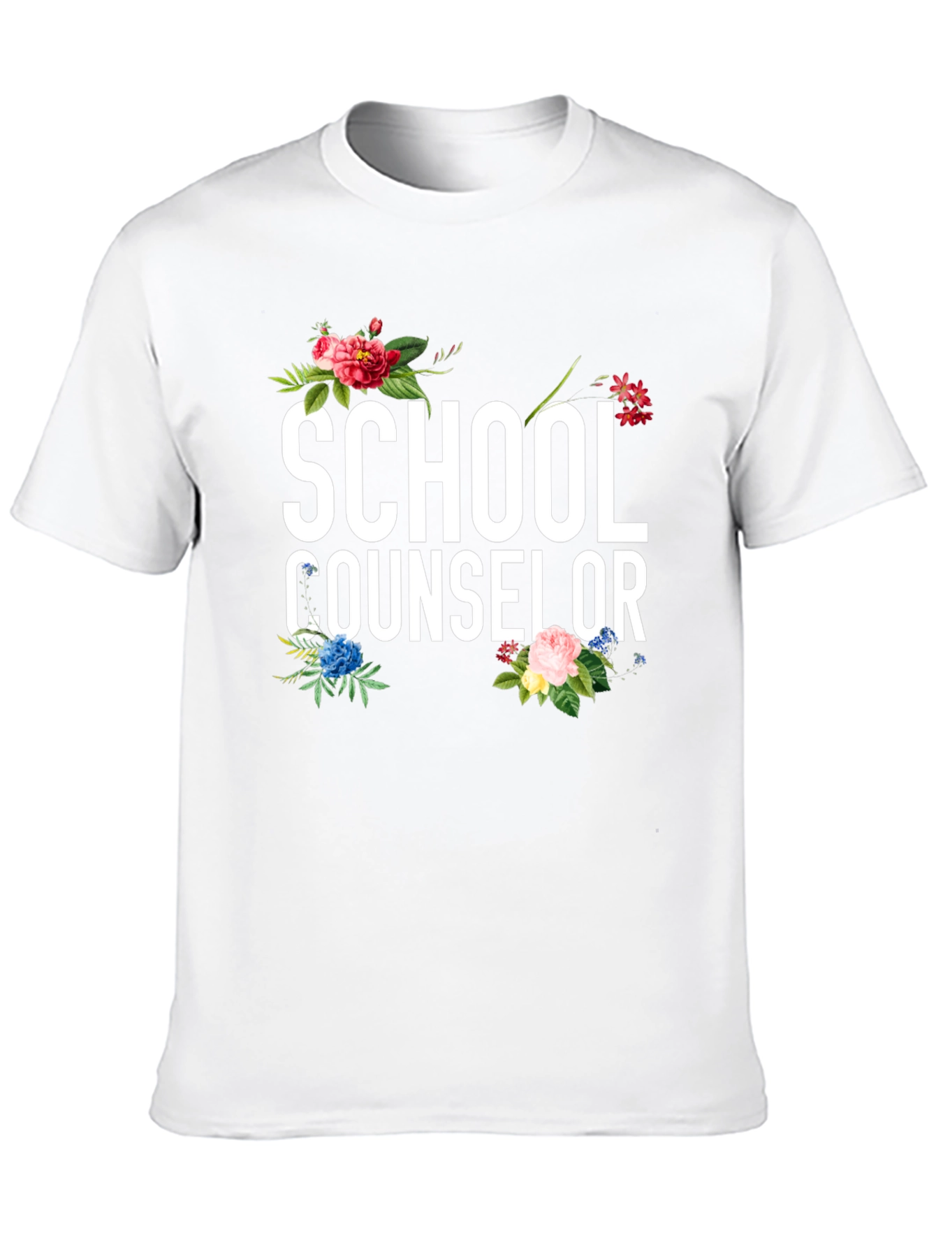 School Counselor Floral Graphic Tee