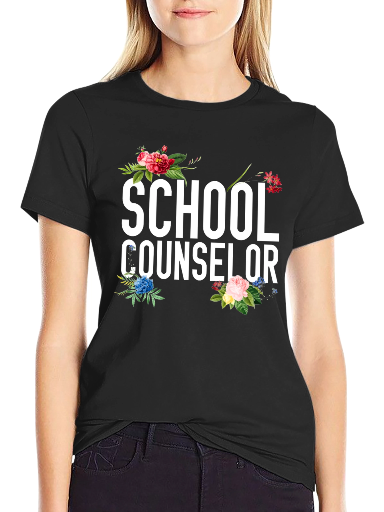 School Counselor Floral Graphic Tee