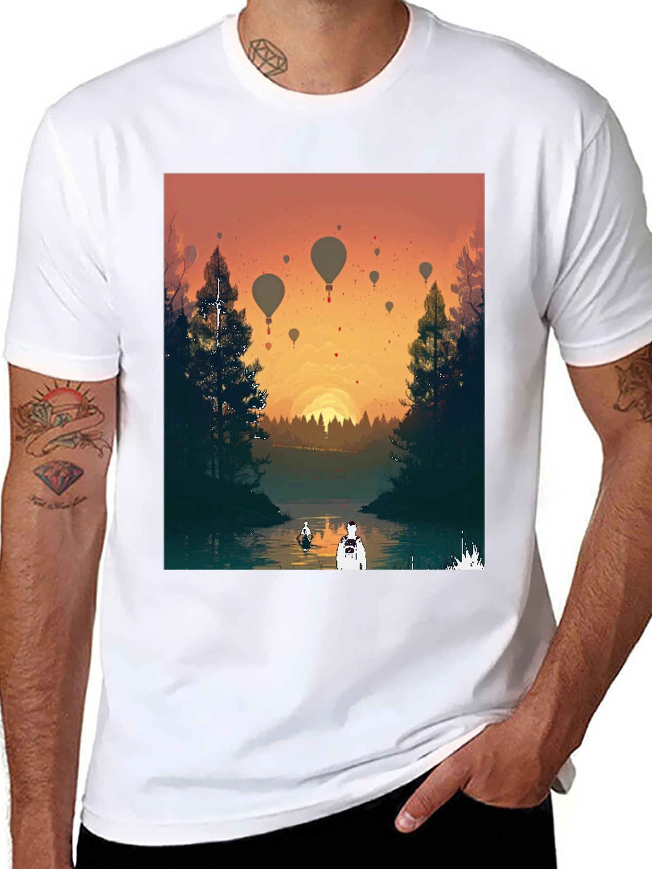 Sunset River Balloon Ride Graphic Tee