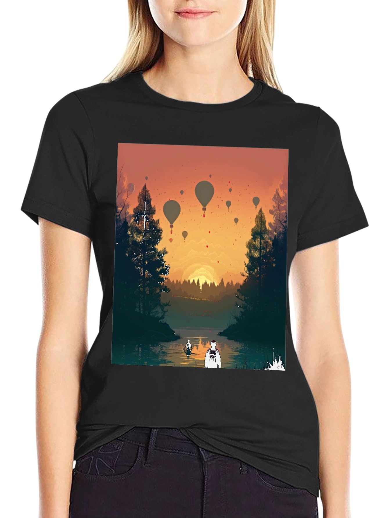 Sunset River Balloon Ride Graphic Tee