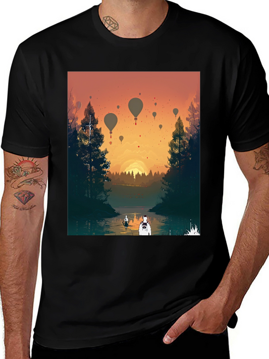 Sunset River Balloon Ride Graphic Tee