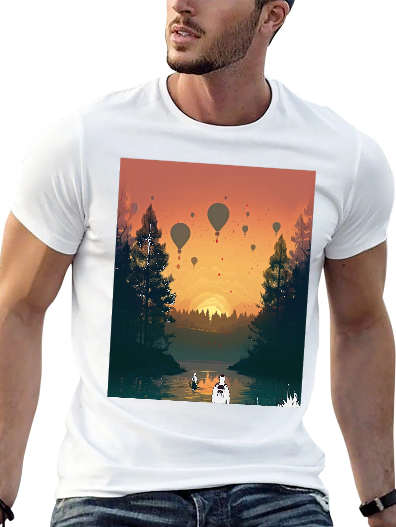 Sunset River Balloon Ride Graphic Tee