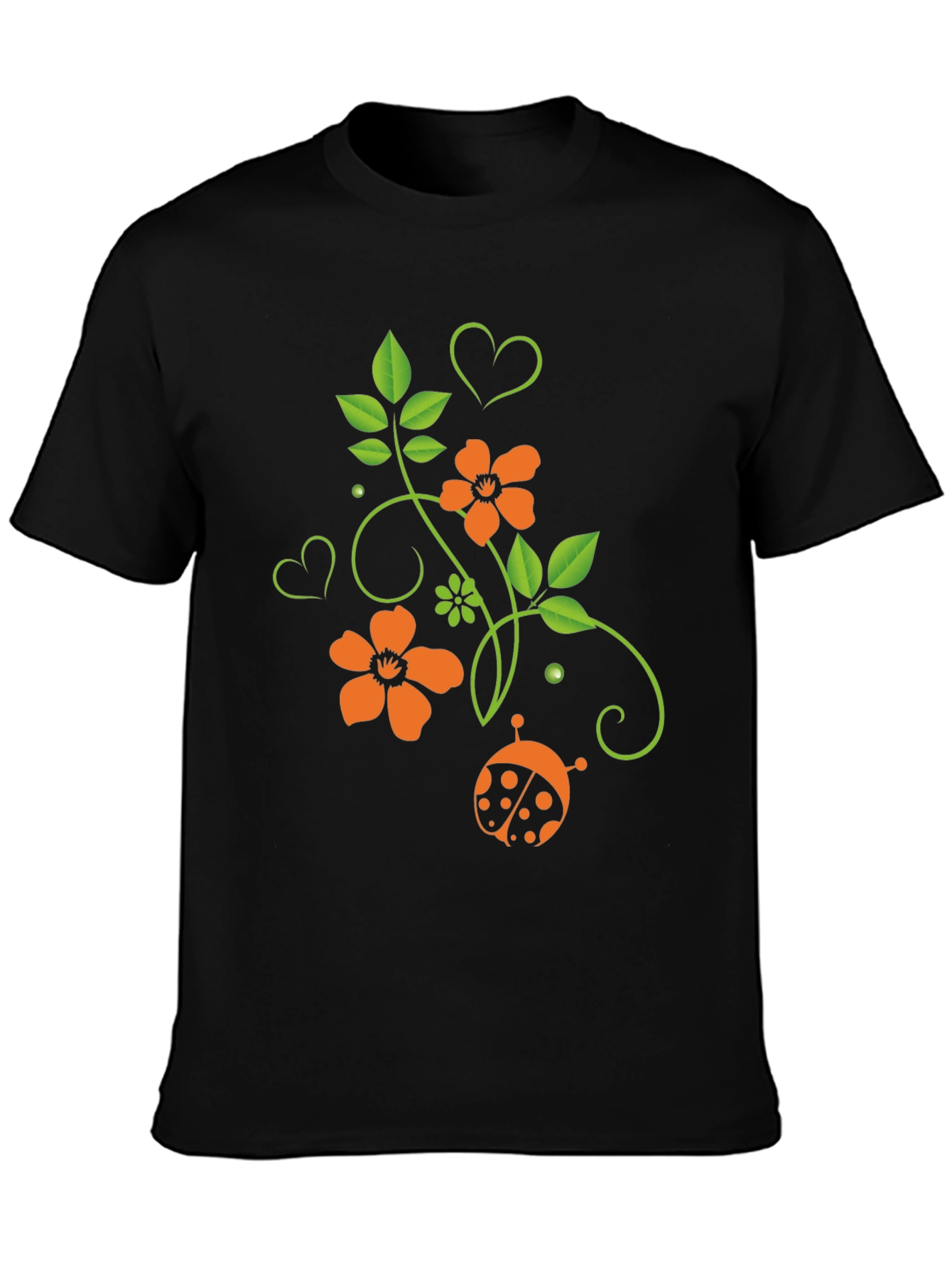 Floral Ladybug Graphic T-Shirt