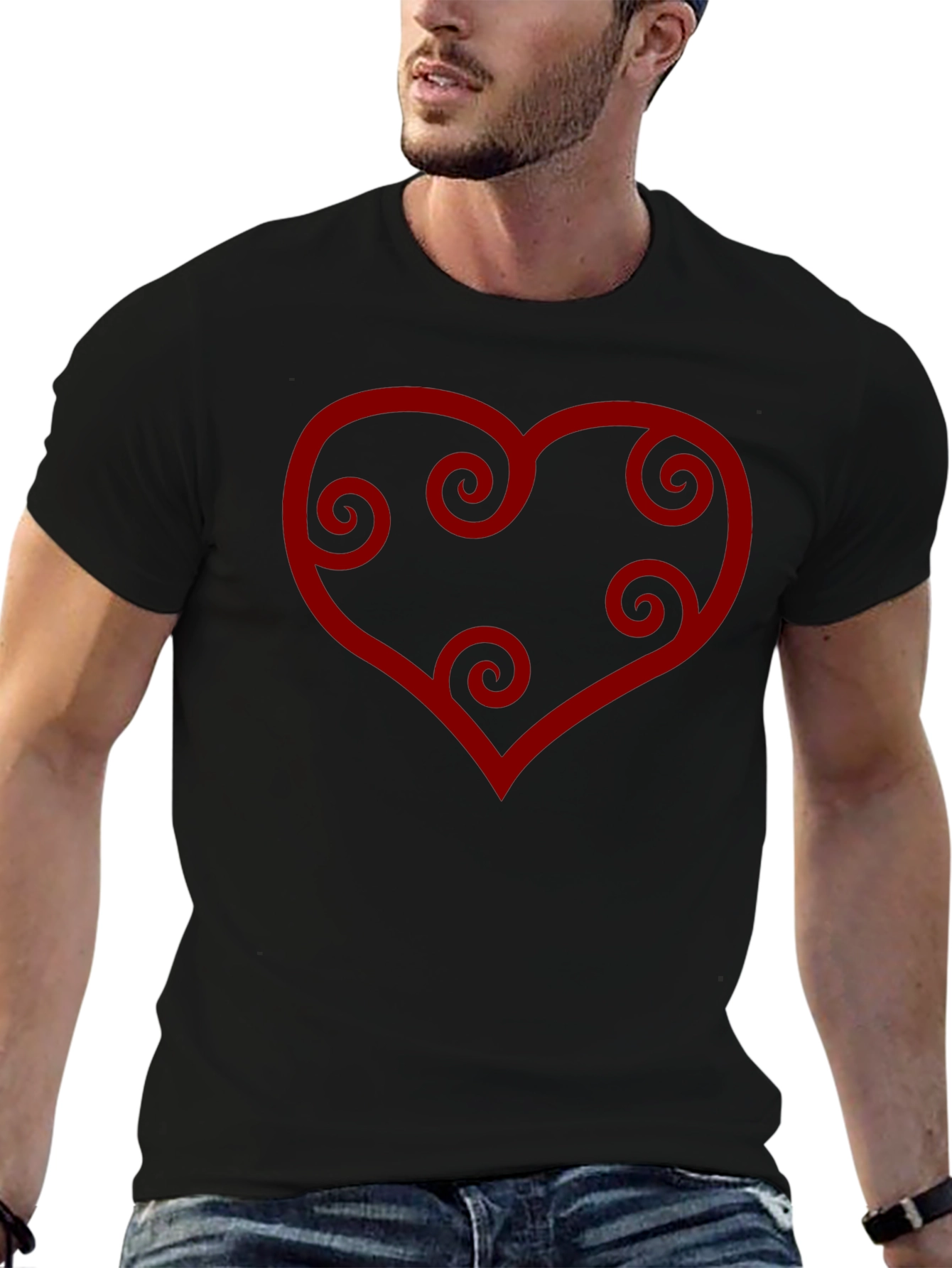 Heart Swirl Graphic Tee - Black Casual Shirt