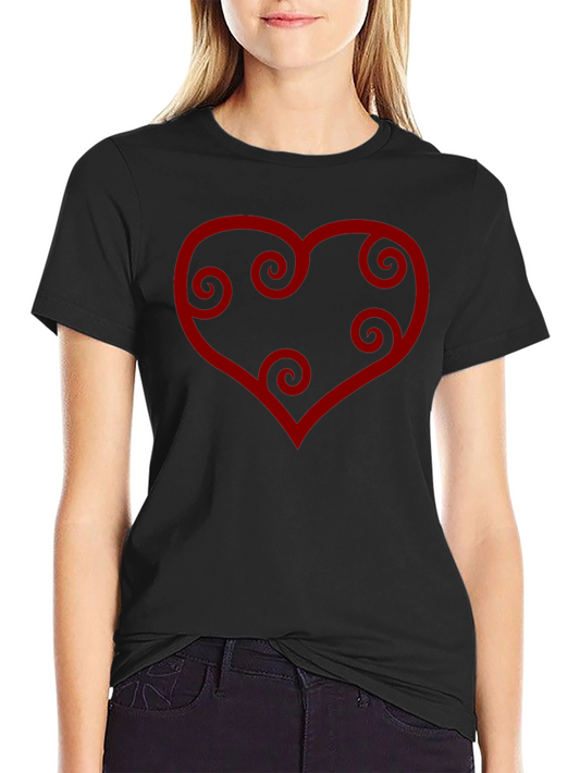 Heart Swirl Graphic Tee - Black Casual Shirt