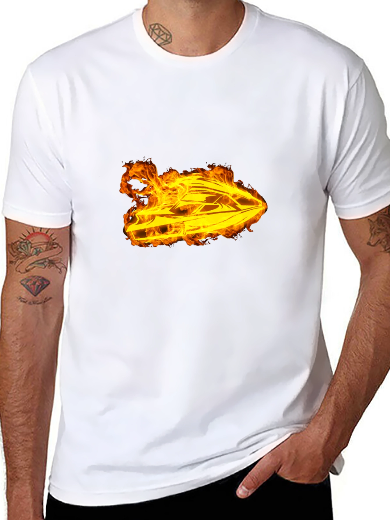 Fiery Jet Ski Graphic T-Shirt