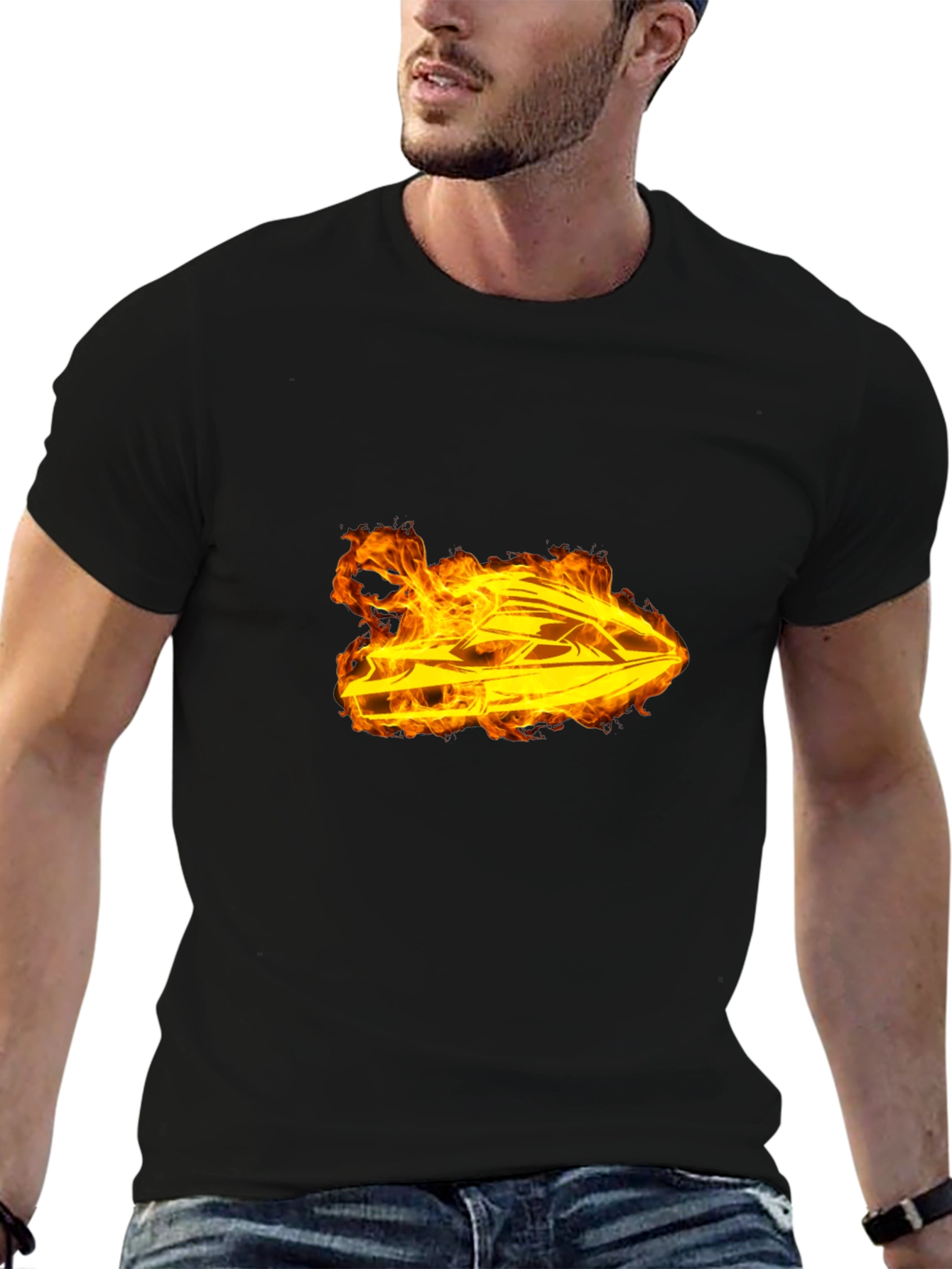 Fiery Jet Ski Graphic T-Shirt