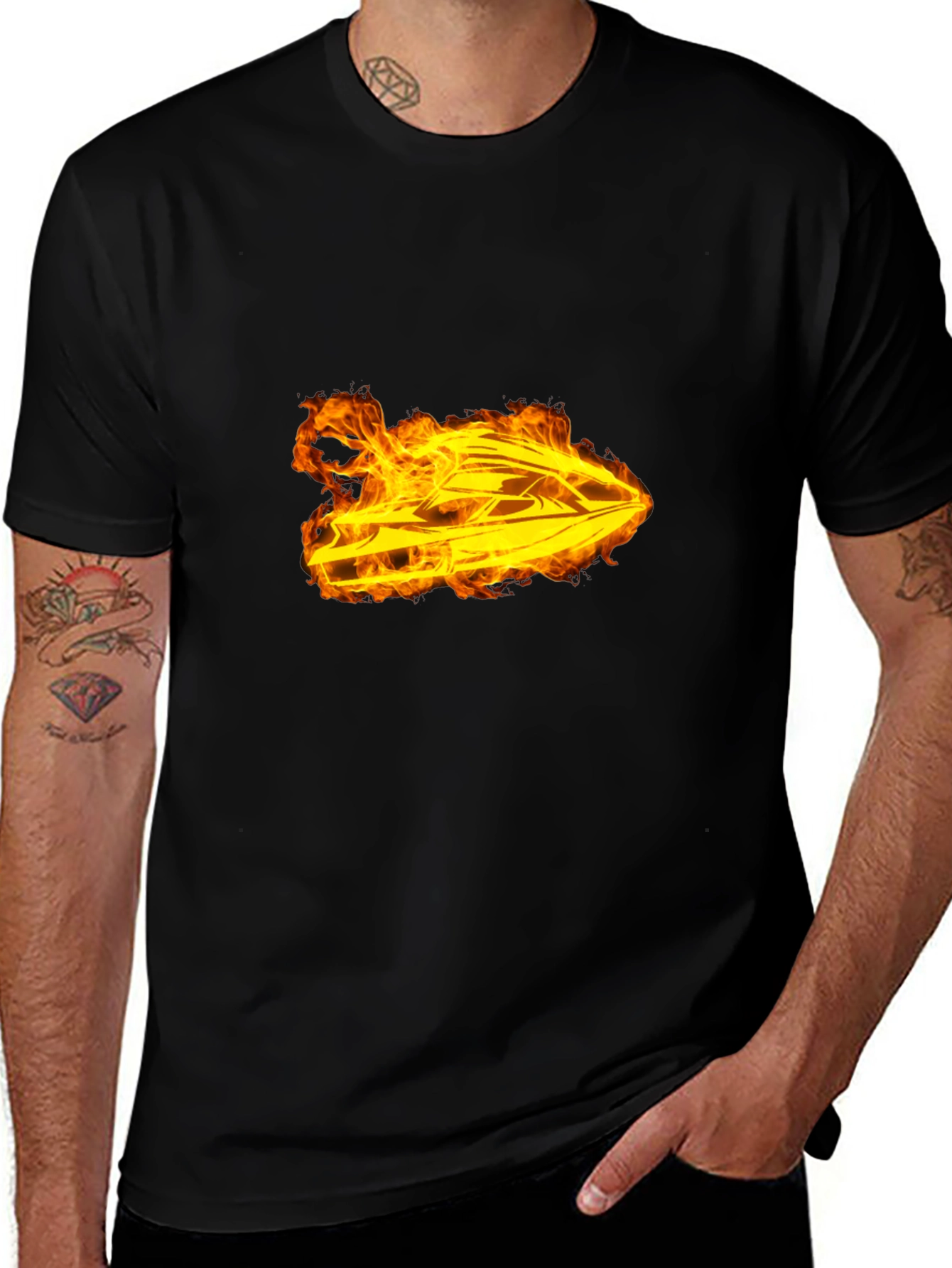 Fiery Jet Ski Graphic T-Shirt