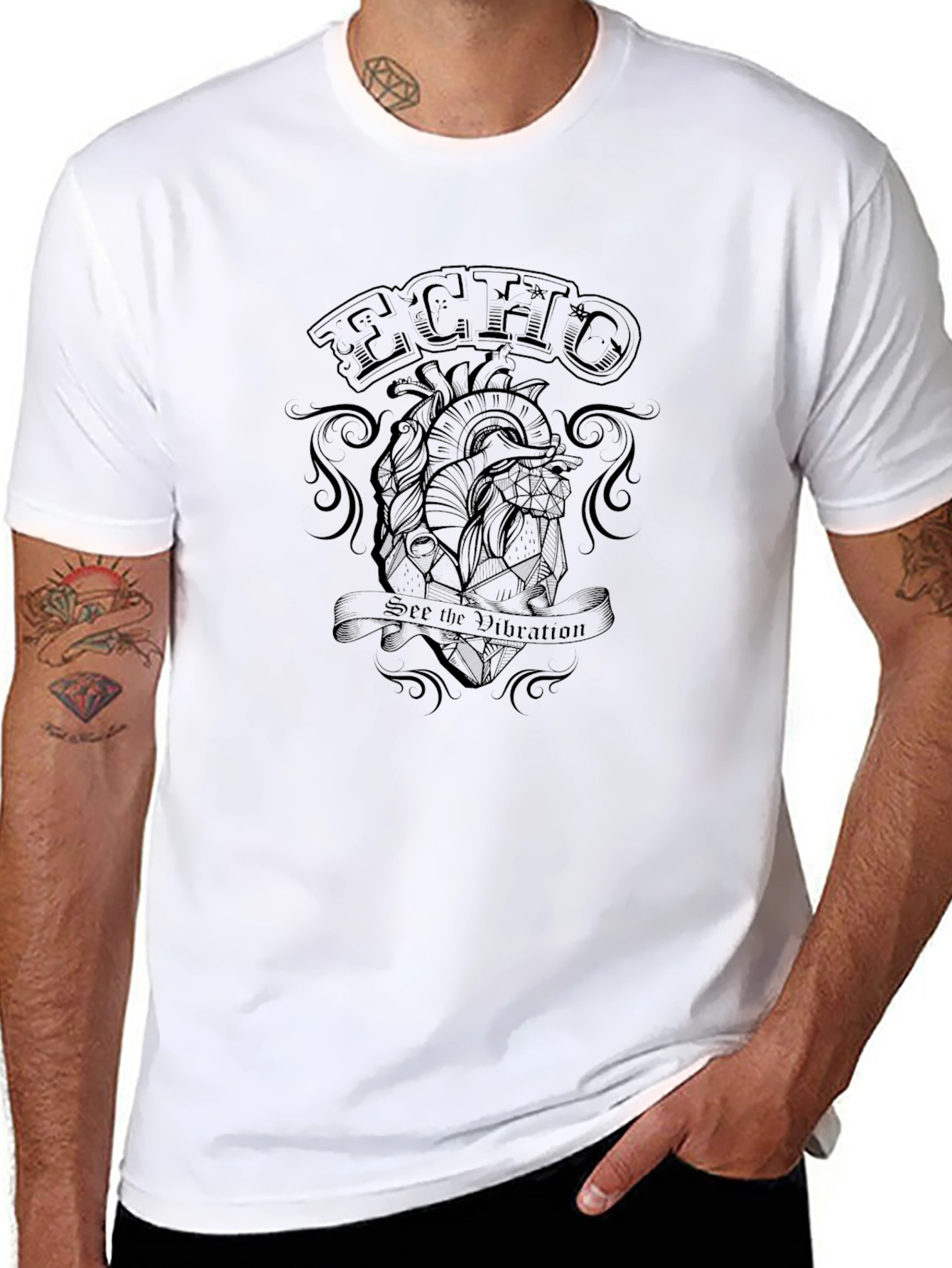 Echo Vibration Black Graphic T-Shirt