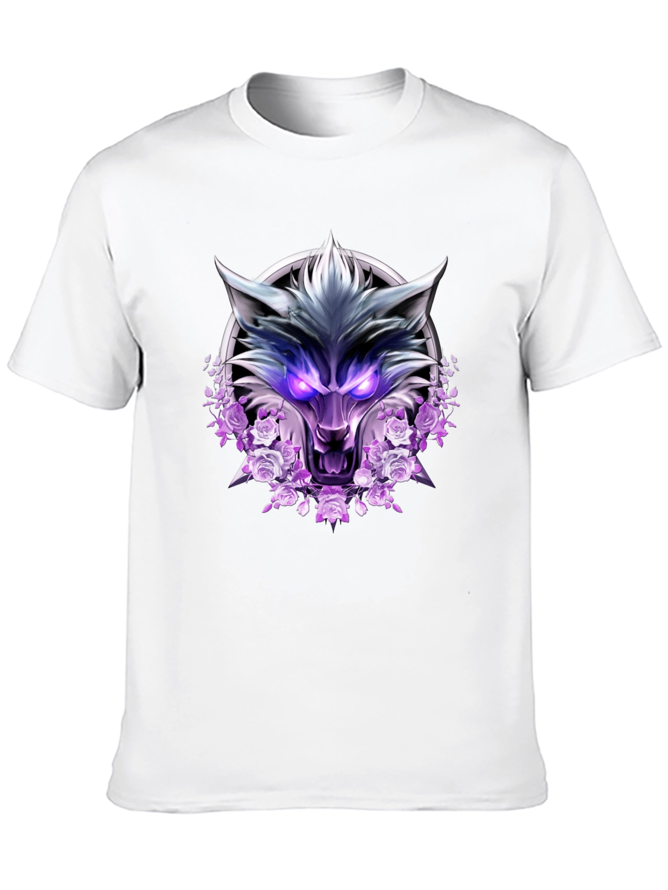 Wolf and Roses Graphic Print T-Shirt