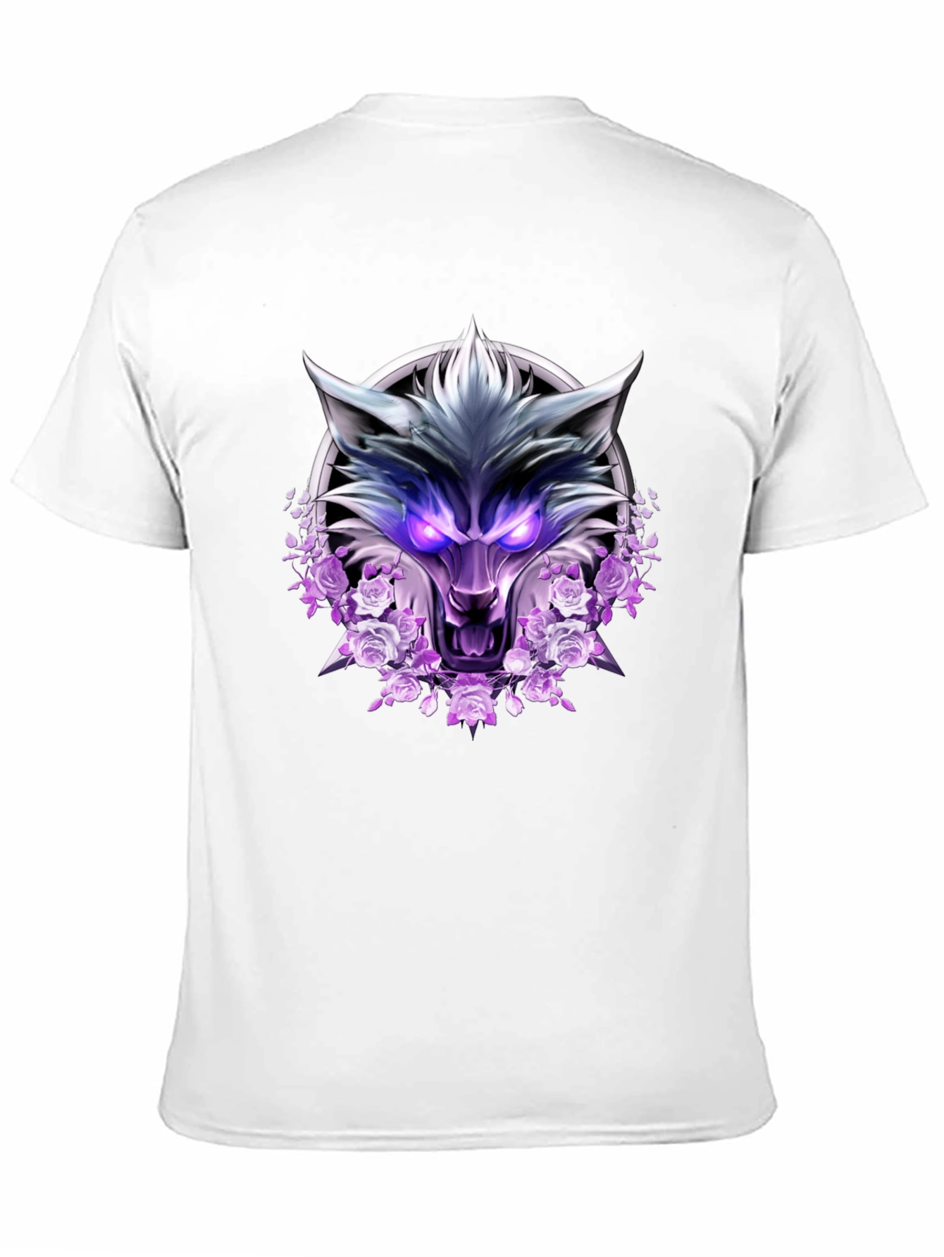 Wolf and Roses Graphic Print T-Shirt