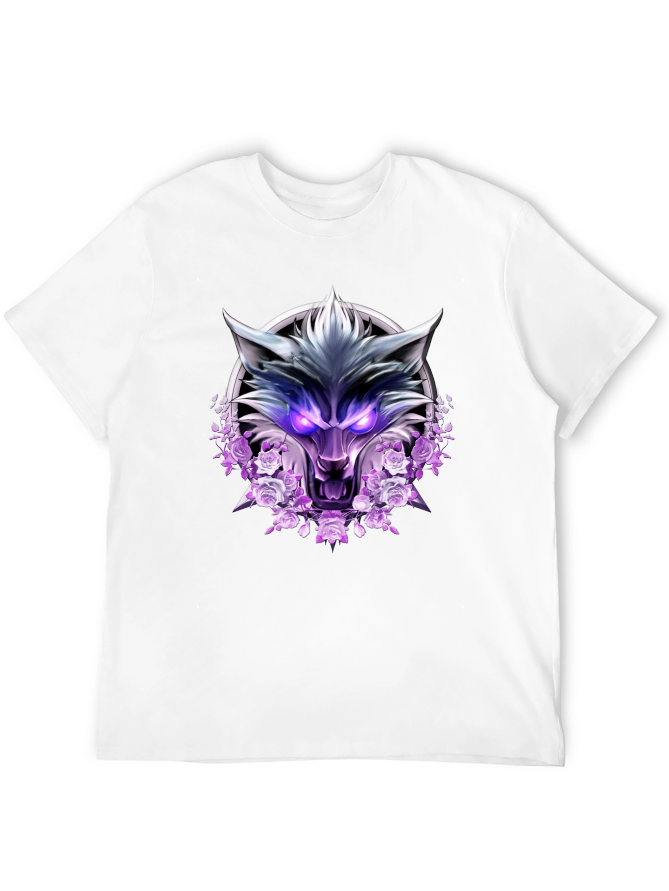 Wolf and Roses Graphic Print T-Shirt