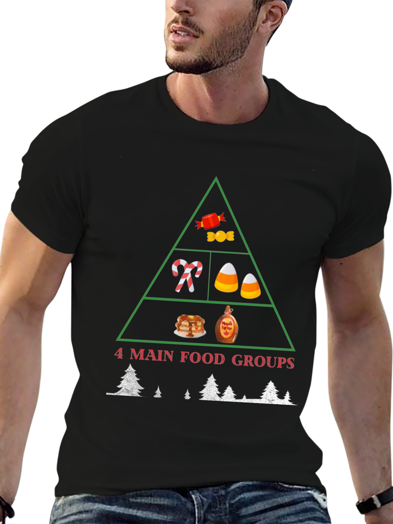 4 Main Food Groups Christmas T-Shirt