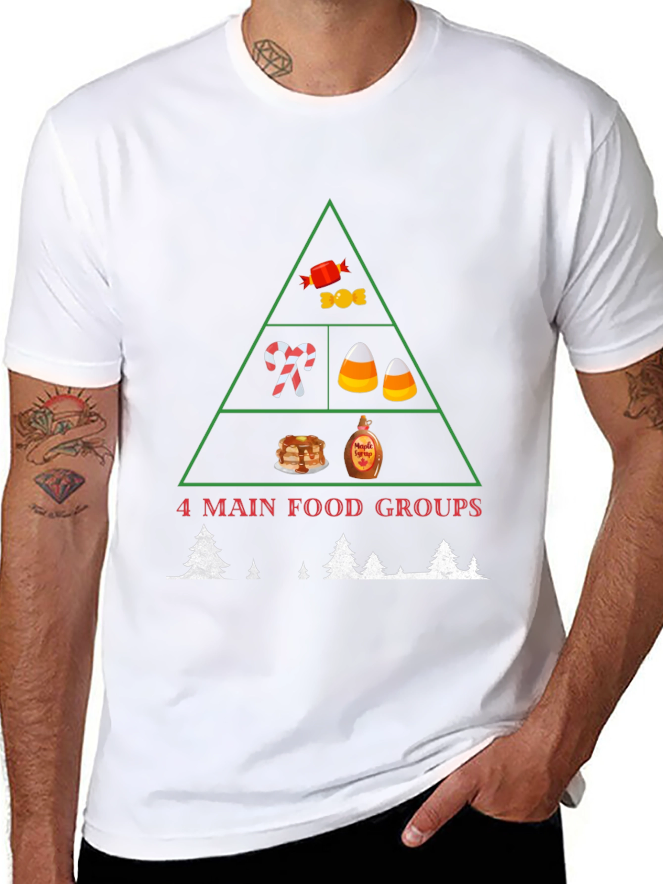 4 Main Food Groups Christmas T-Shirt