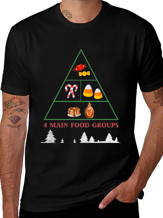 4 Main Food Groups Christmas T-Shirt