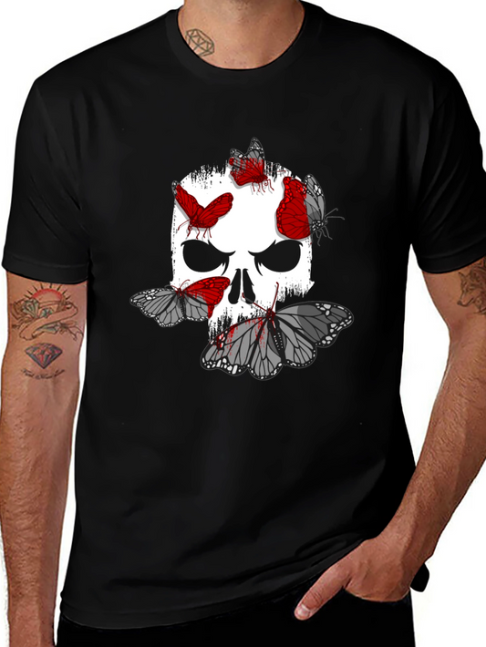 Skull & Butterfly Graphic Print T-Shirt