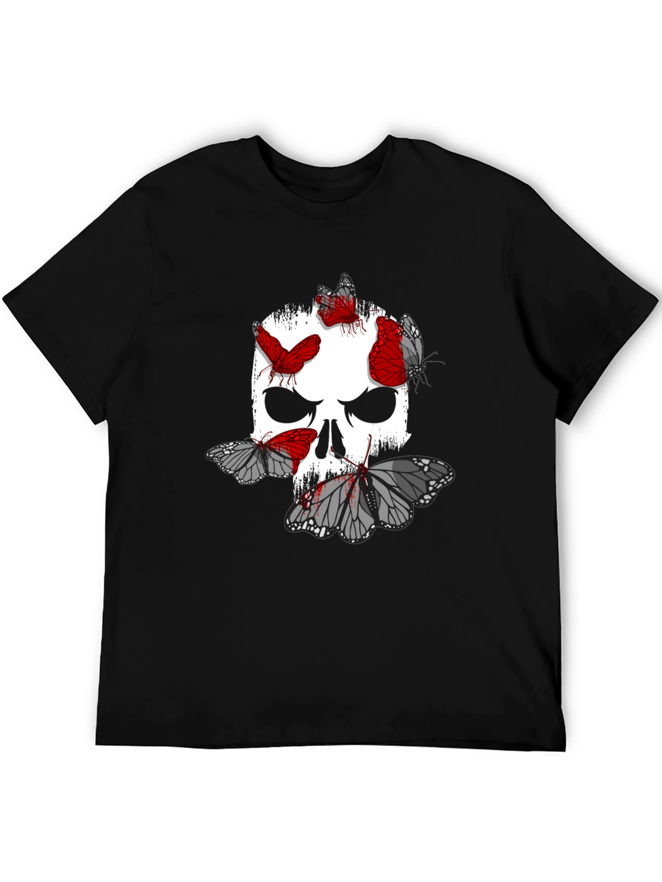Skull & Butterfly Graphic Print T-Shirt