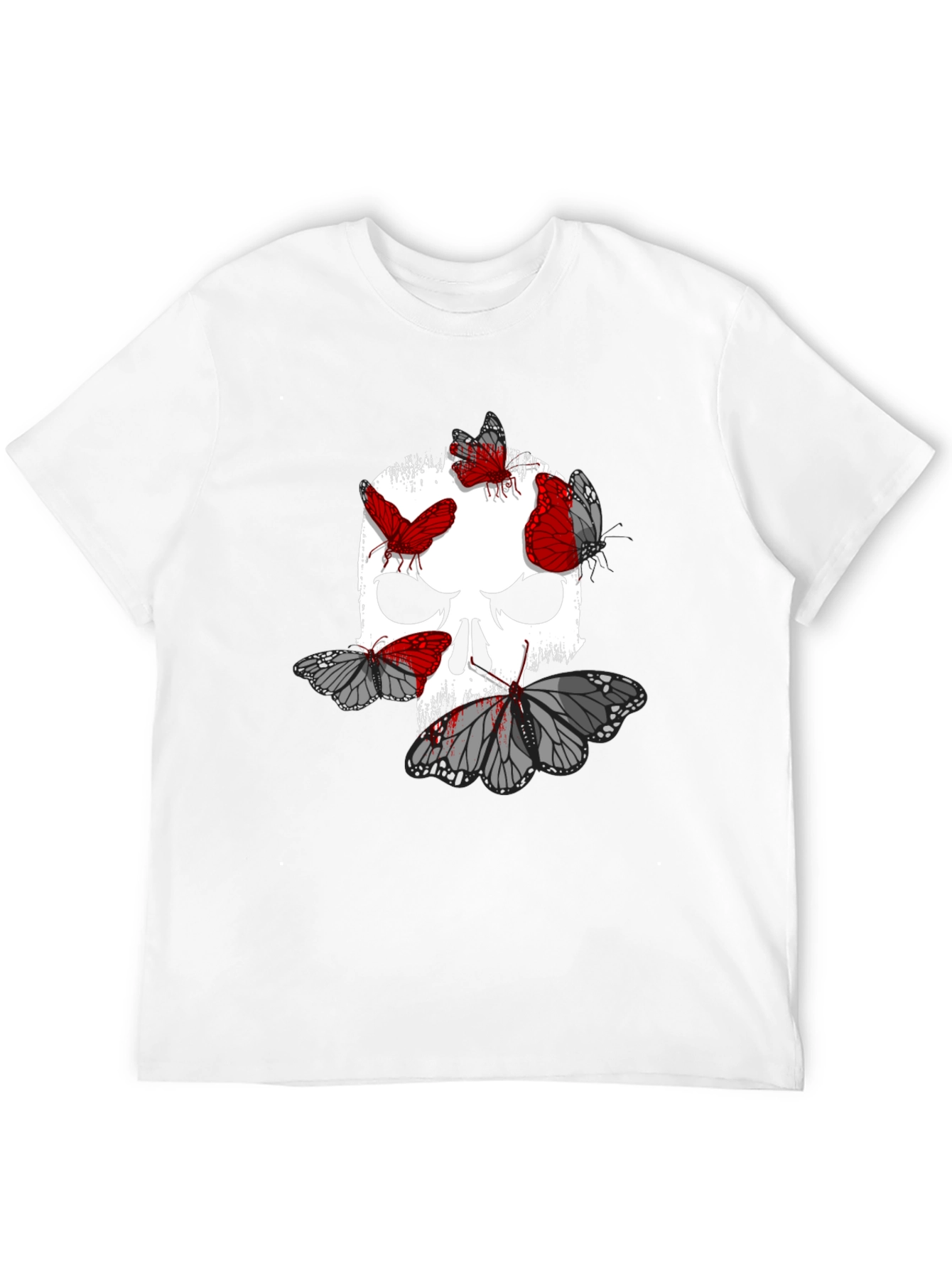 Skull & Butterfly Graphic Print T-Shirt