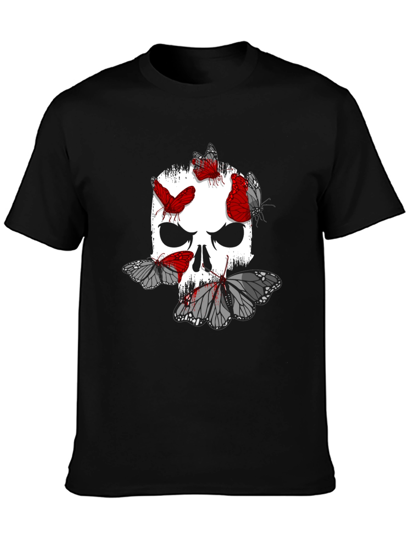 Skull & Butterfly Graphic Print T-Shirt