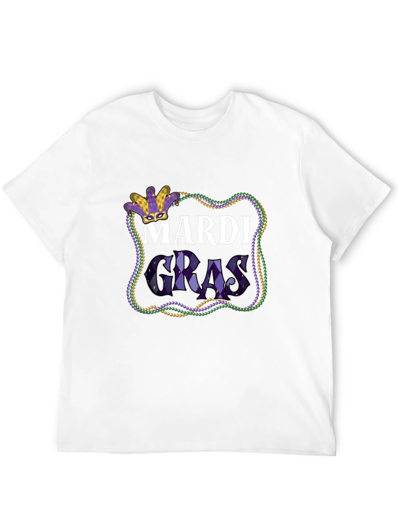 Mardi Gras T-Shirt - Beads & Mask Graphic