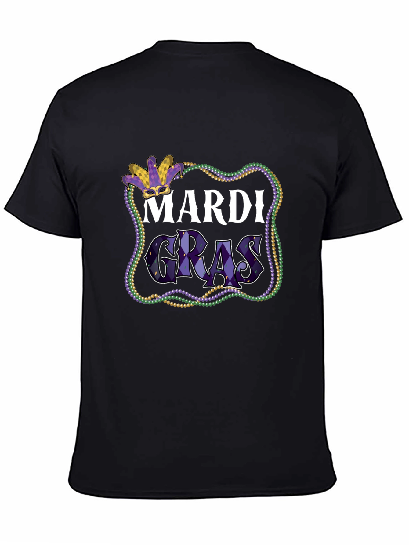 Mardi Gras T-Shirt - Beads & Mask Graphic