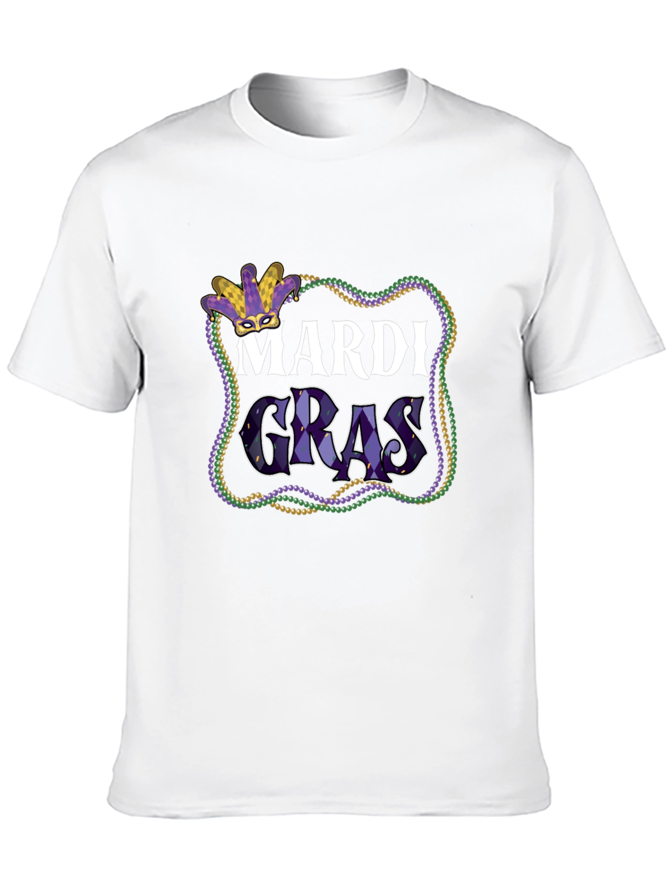 Mardi Gras T-Shirt - Beads & Mask Graphic