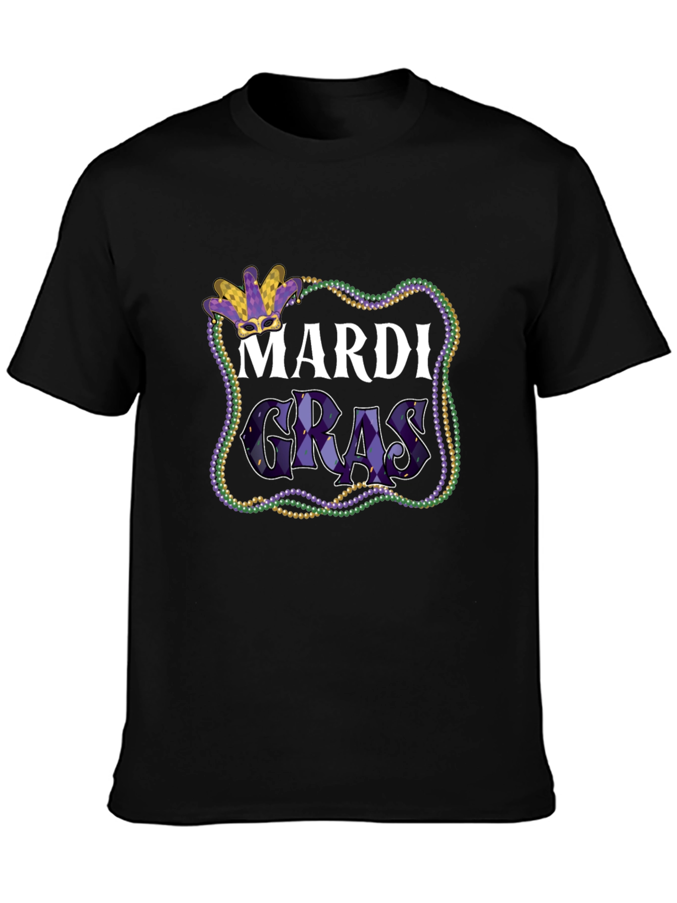 Mardi Gras T-Shirt - Beads & Mask Graphic