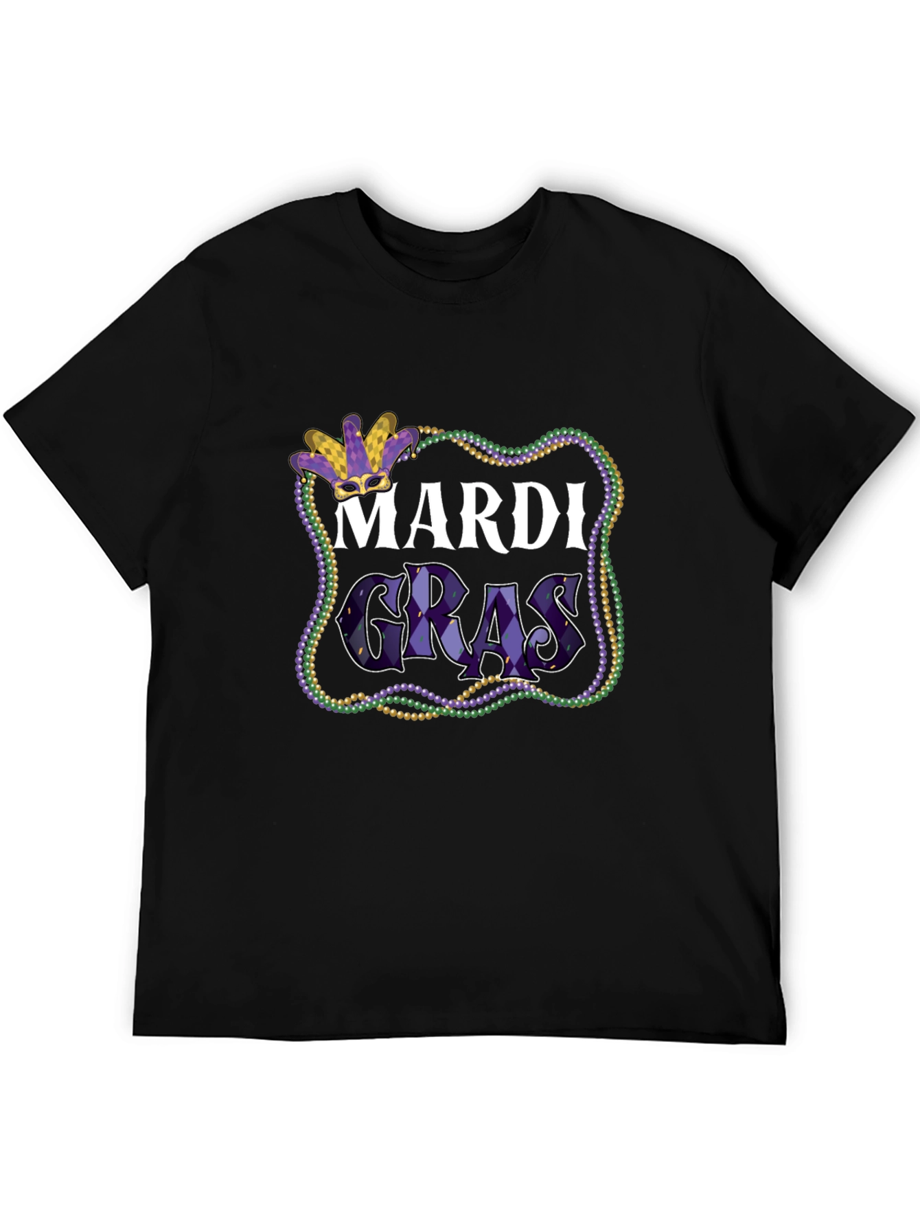 Mardi Gras T-Shirt - Beads & Mask Graphic