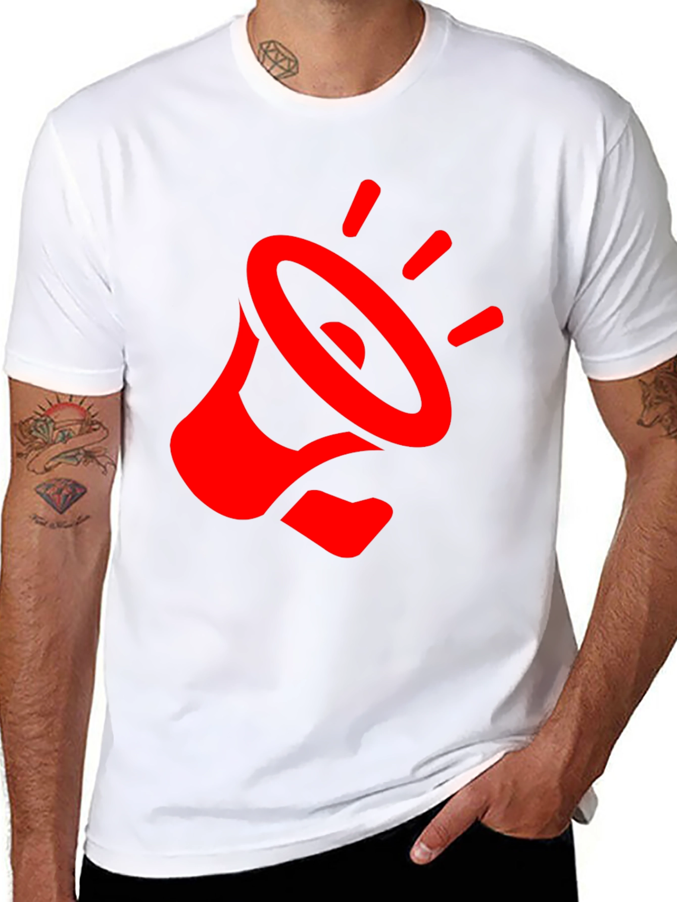 Red Megaphone Graphic Black T-Shirt