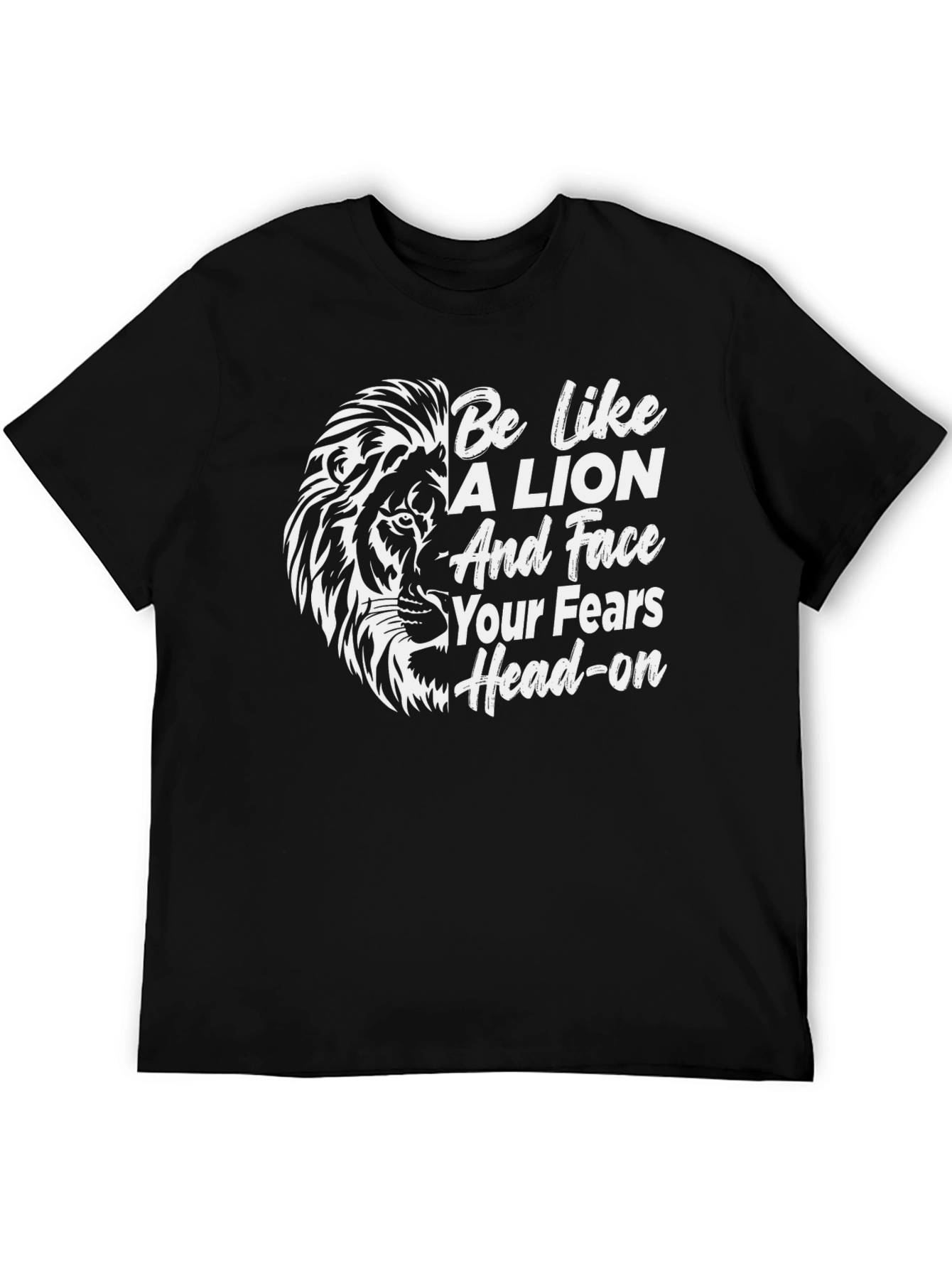 Lion Motivational Black T-Shirt
