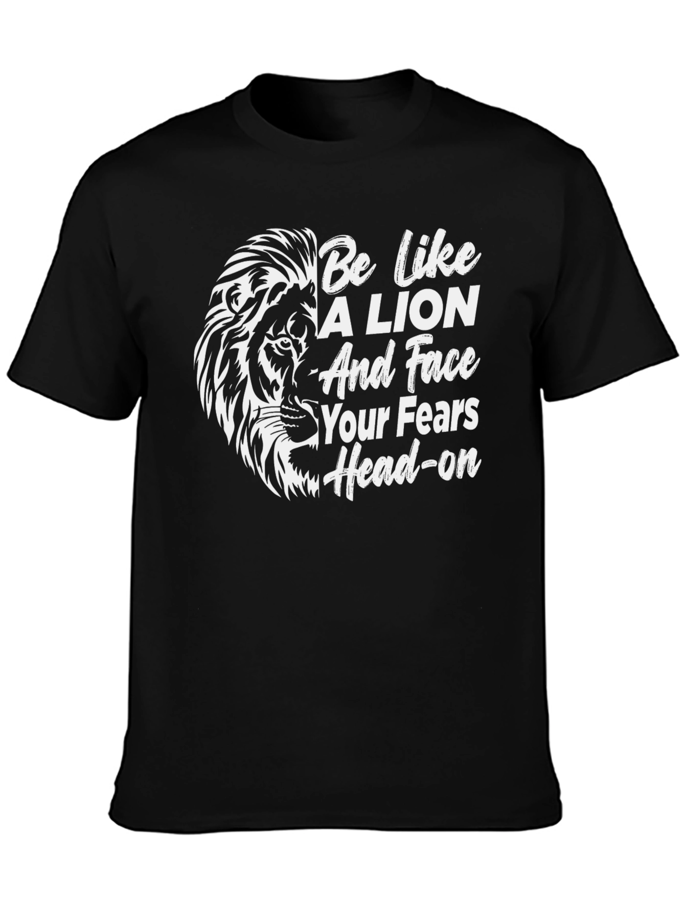 Lion Motivational Black T-Shirt