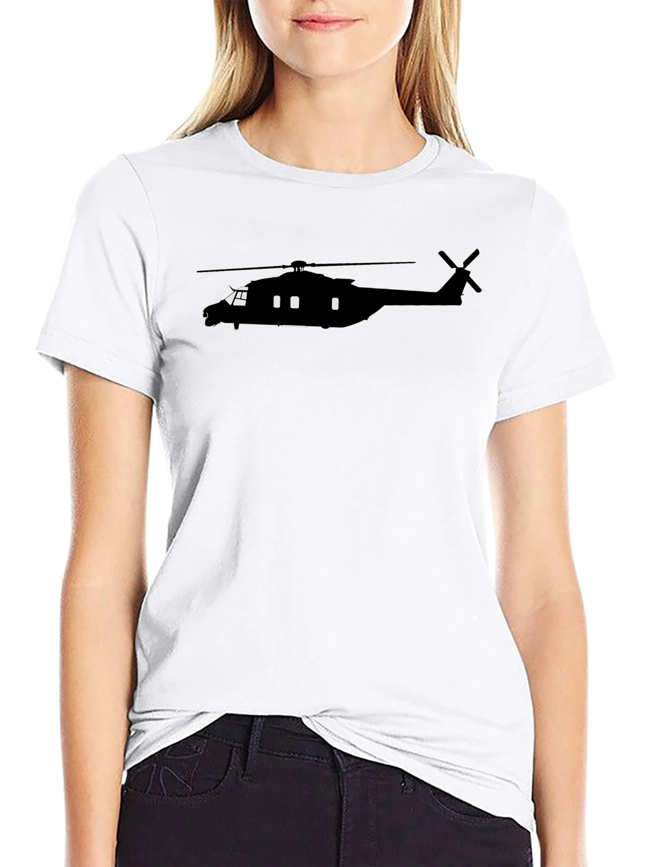 Helicopter Silhouette Graphic Tee - Black