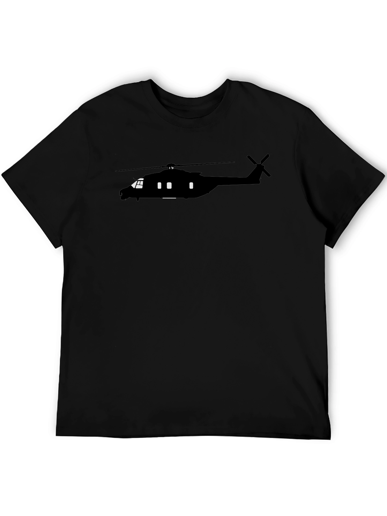 Helicopter Silhouette Graphic Tee - Black