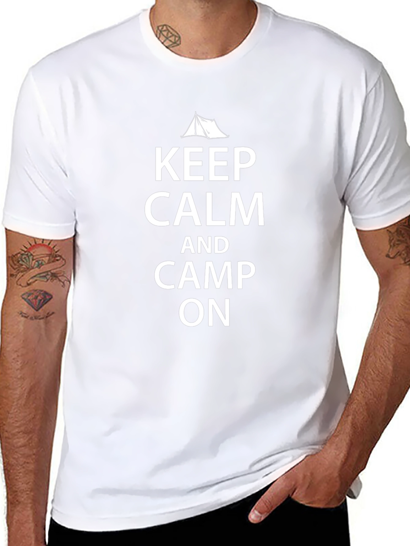 Keep Calm and Camp On Black T-Shirt