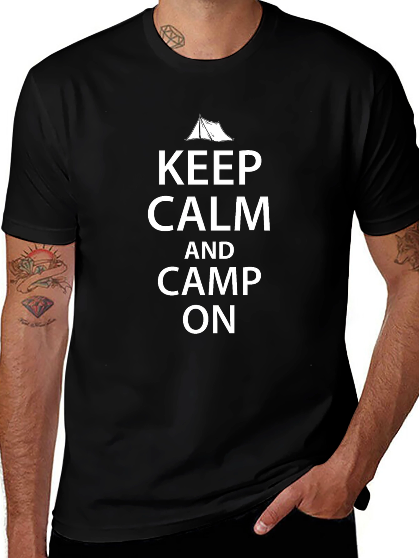 Keep Calm and Camp On Black T-Shirt