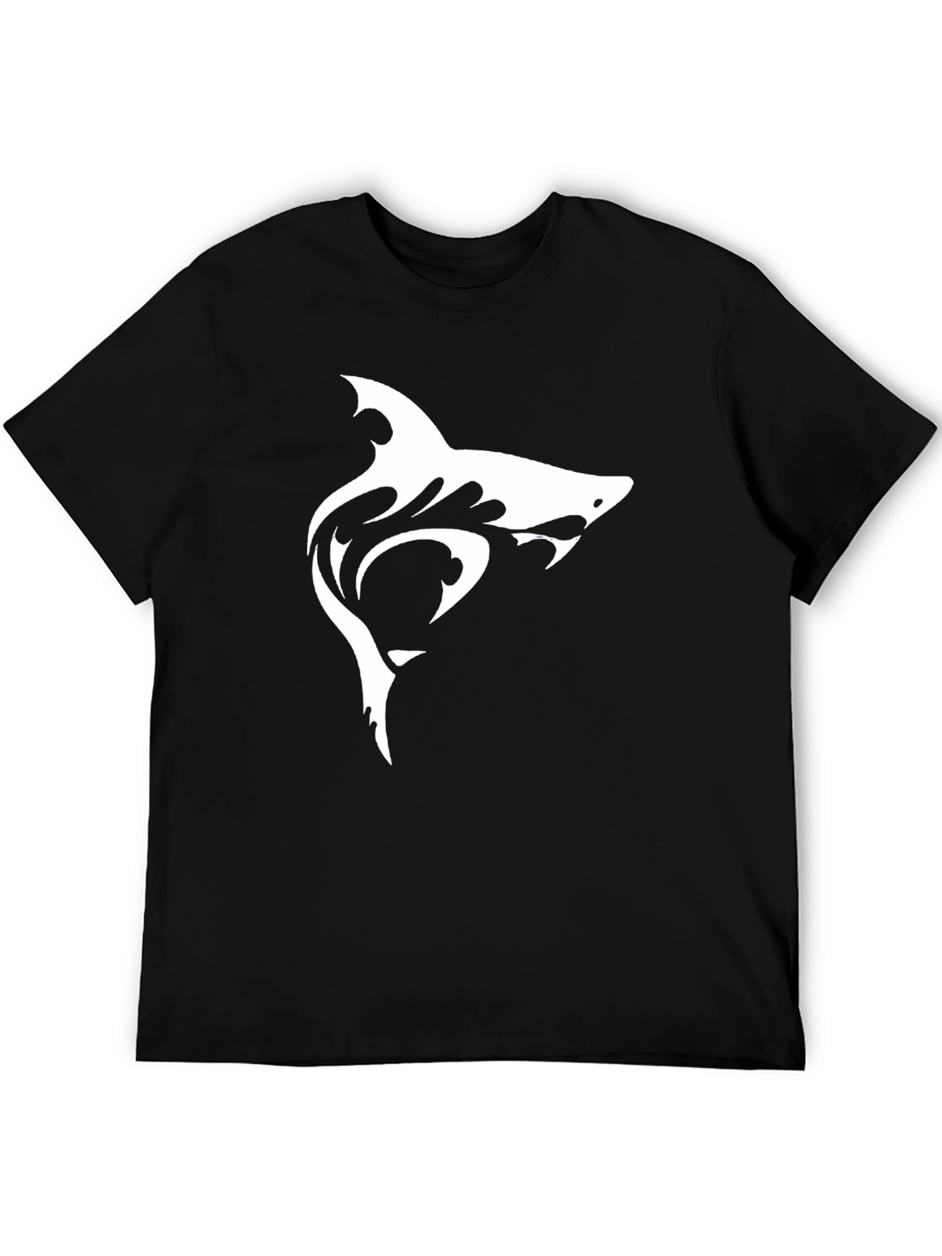Shark Graphic Tee - Black Cotton Casual T-Shirt