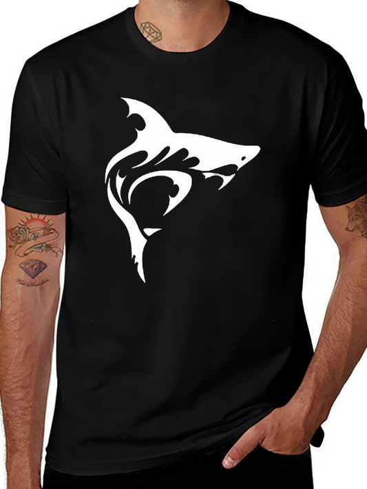 Shark Graphic Tee - Black Cotton Casual T-Shirt