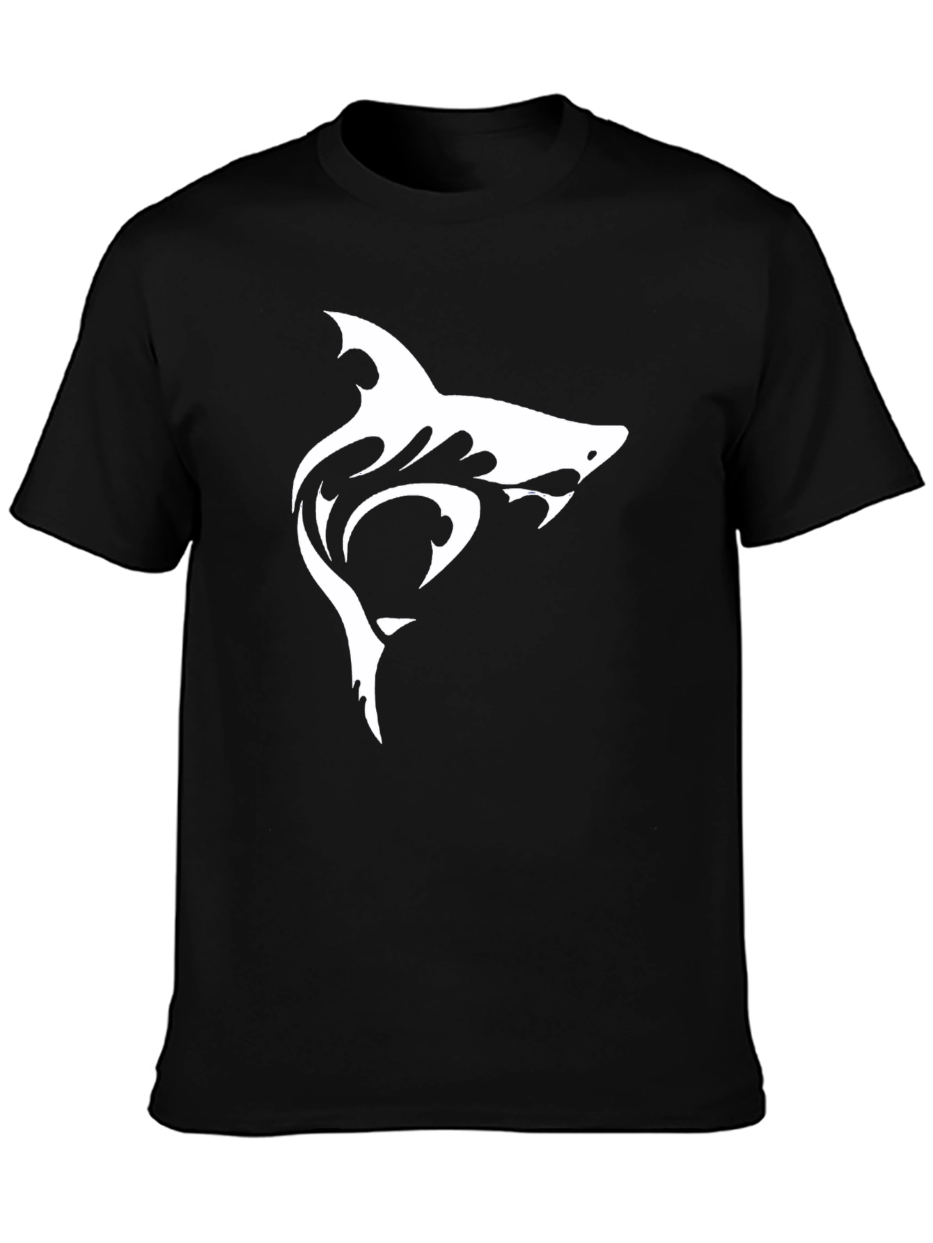 Shark Graphic Tee - Black Cotton Casual T-Shirt