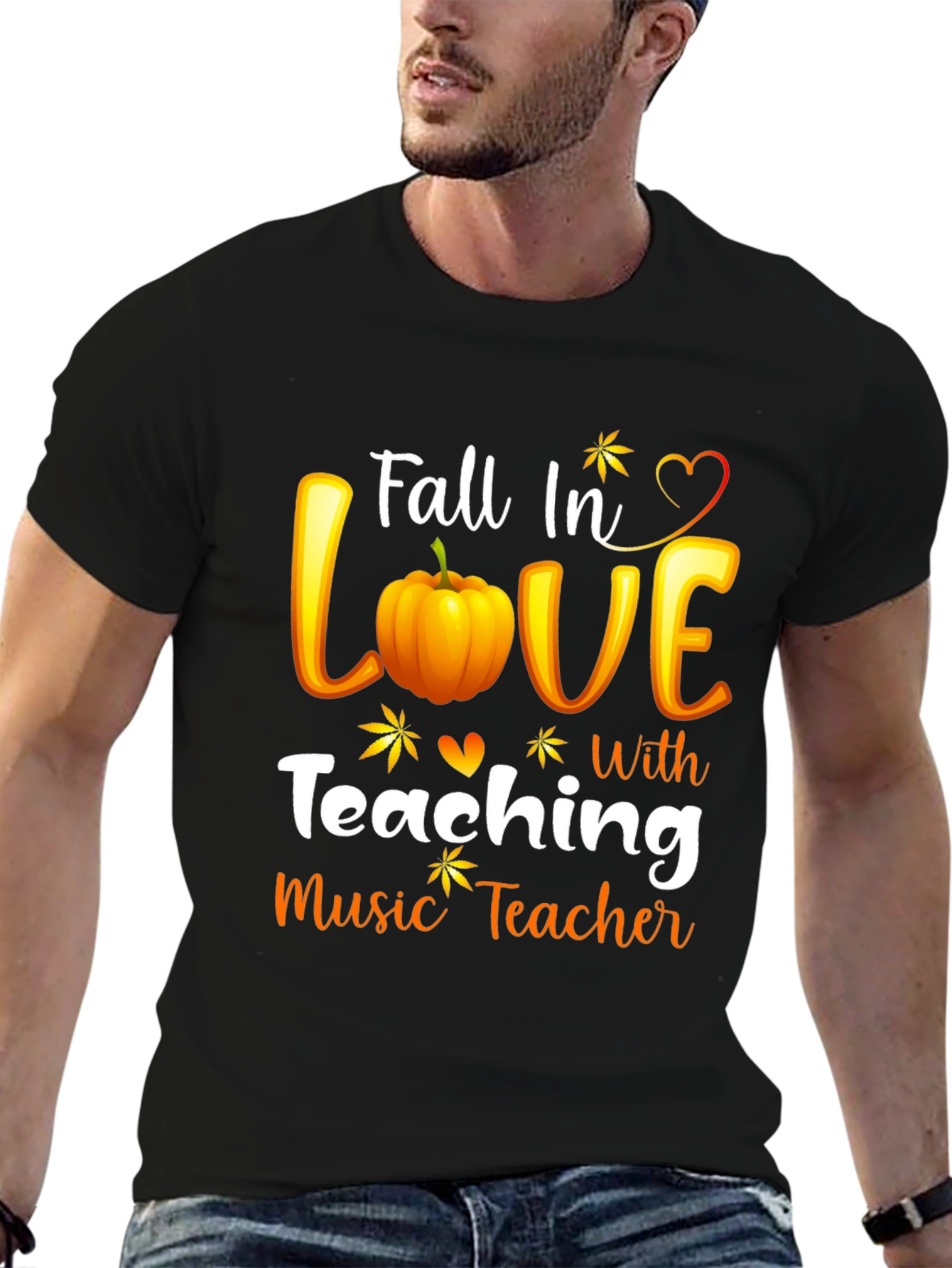Fall In Love Teaching Music Teacher Black T-Shirt