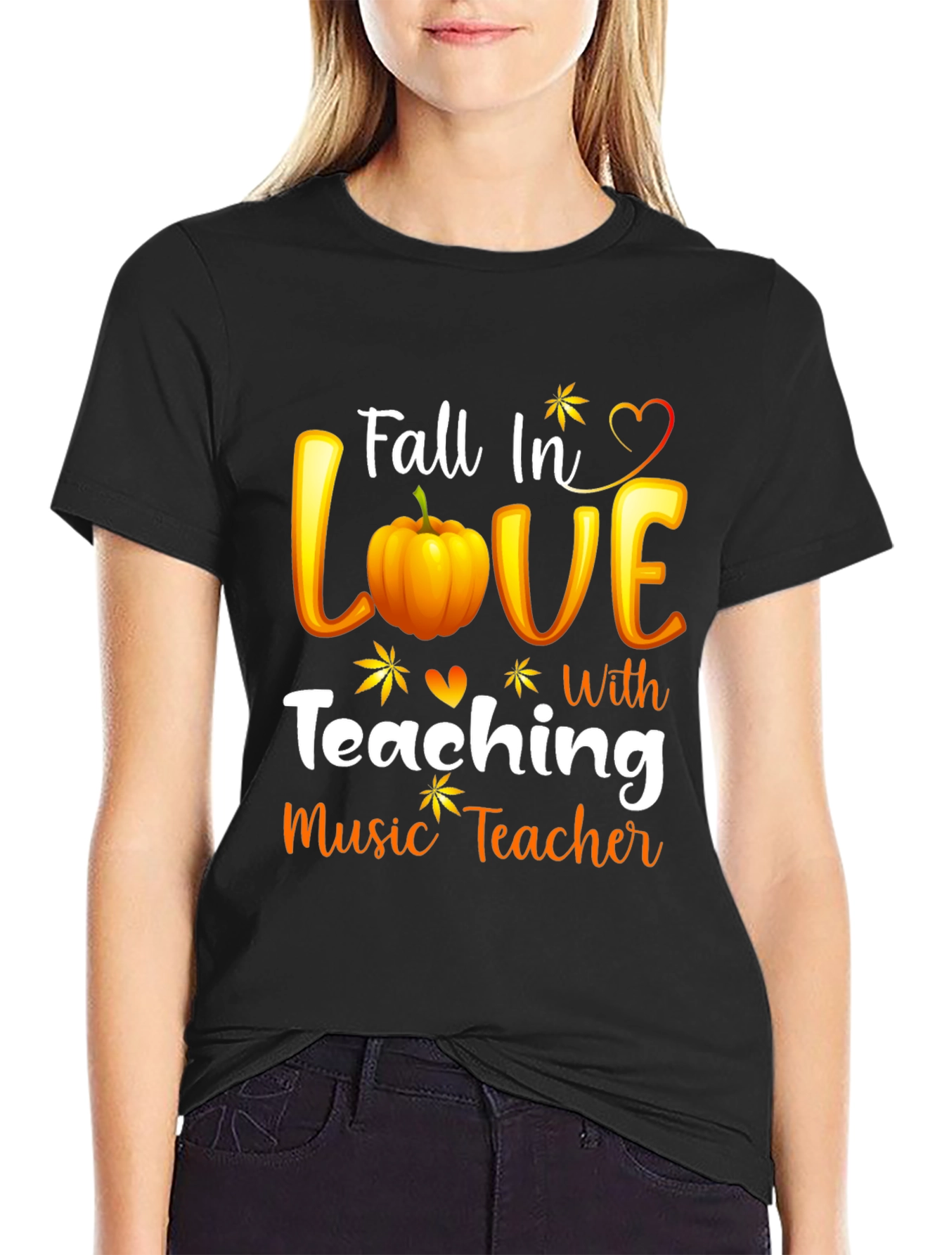 Fall In Love Teaching Music Teacher Black T-Shirt